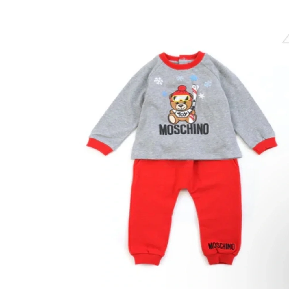 Moschino Gray and Red Kids Matching Set